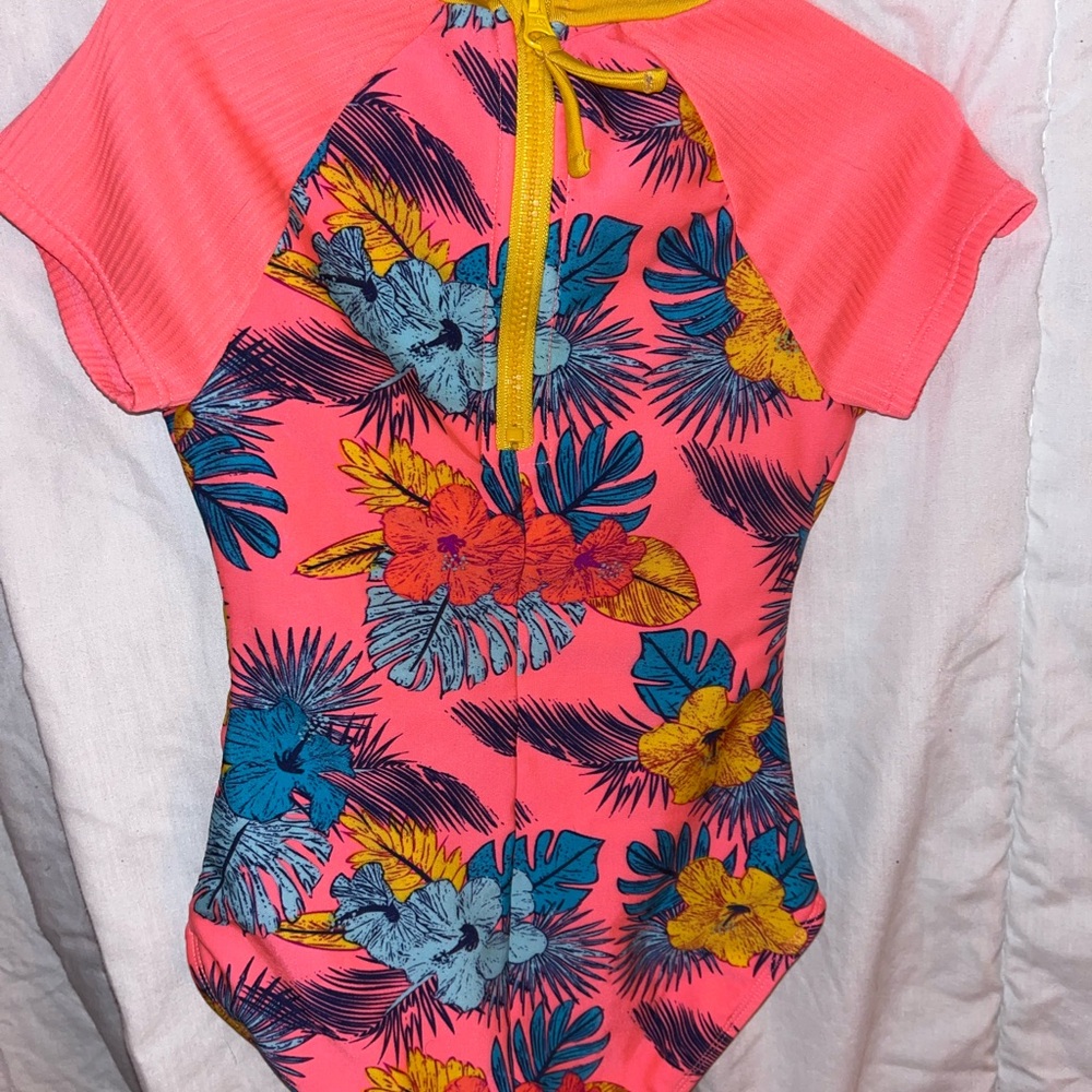 Tropical Kids Swimwear - Pink Floral Design
